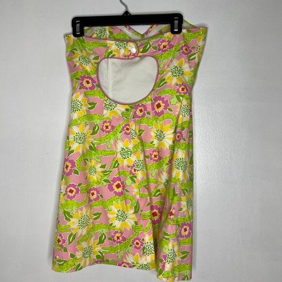 Lilly Pulitzer Women's Size 4 Strapless Dress Alligator Floral Print Pink Green - Picture 8 of 12